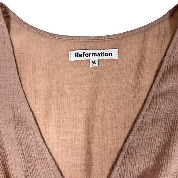 NWT Reformation Callum Maxi Dress Sz.XS Taupe Sheer Gauze Minimalist Boho - Picture 6 of 16